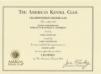 AKC American Champion certificate for Kohlein's Franchesca